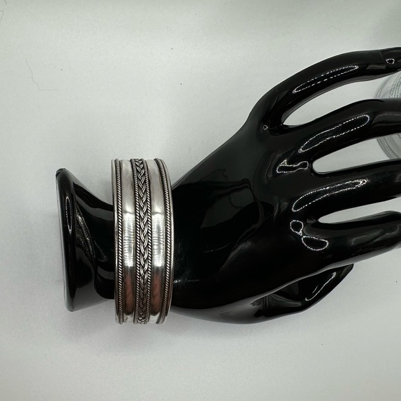 BA Suarti Sterling Silver Balinese Braided Cuff 925 Indonesia - Picture 2 of 7